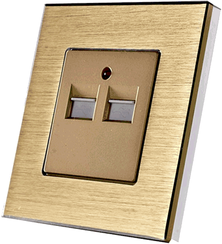 Dizajnová kovová zásuvka - USB 5 V zlatom rámiku