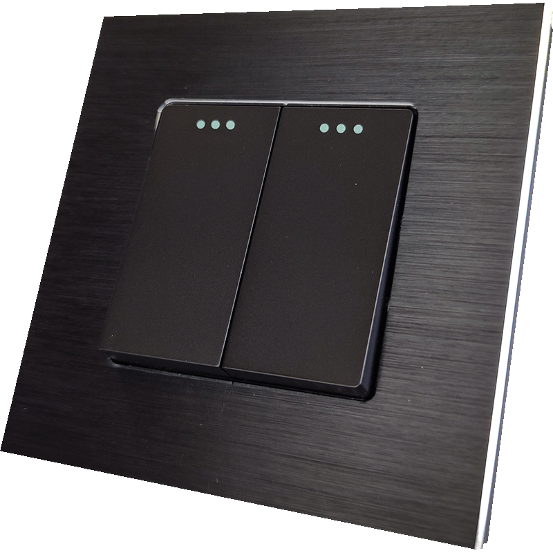 Dizajnový kovový vypínač - Dvojpáčkový v čiernom rámiku