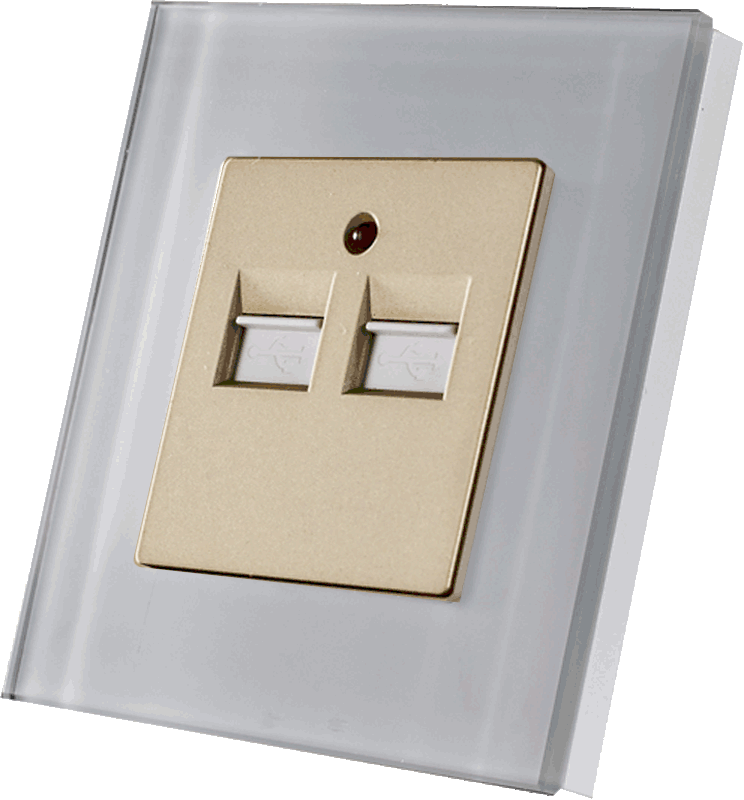 Dizajnová sklenená zásuvka - USB 5 V v bielom rámiku