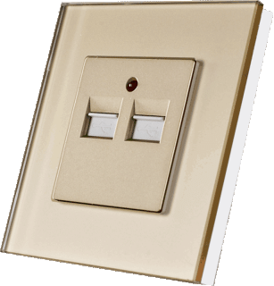 Dizajnová sklenená zásuvka - USB 5 V v zlatom rámiku